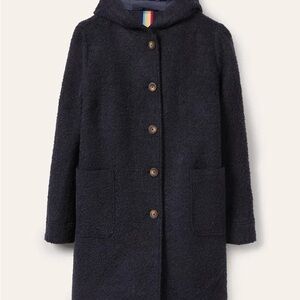 Boden Dark Blue Teddy Jacket with Wooden Buttons